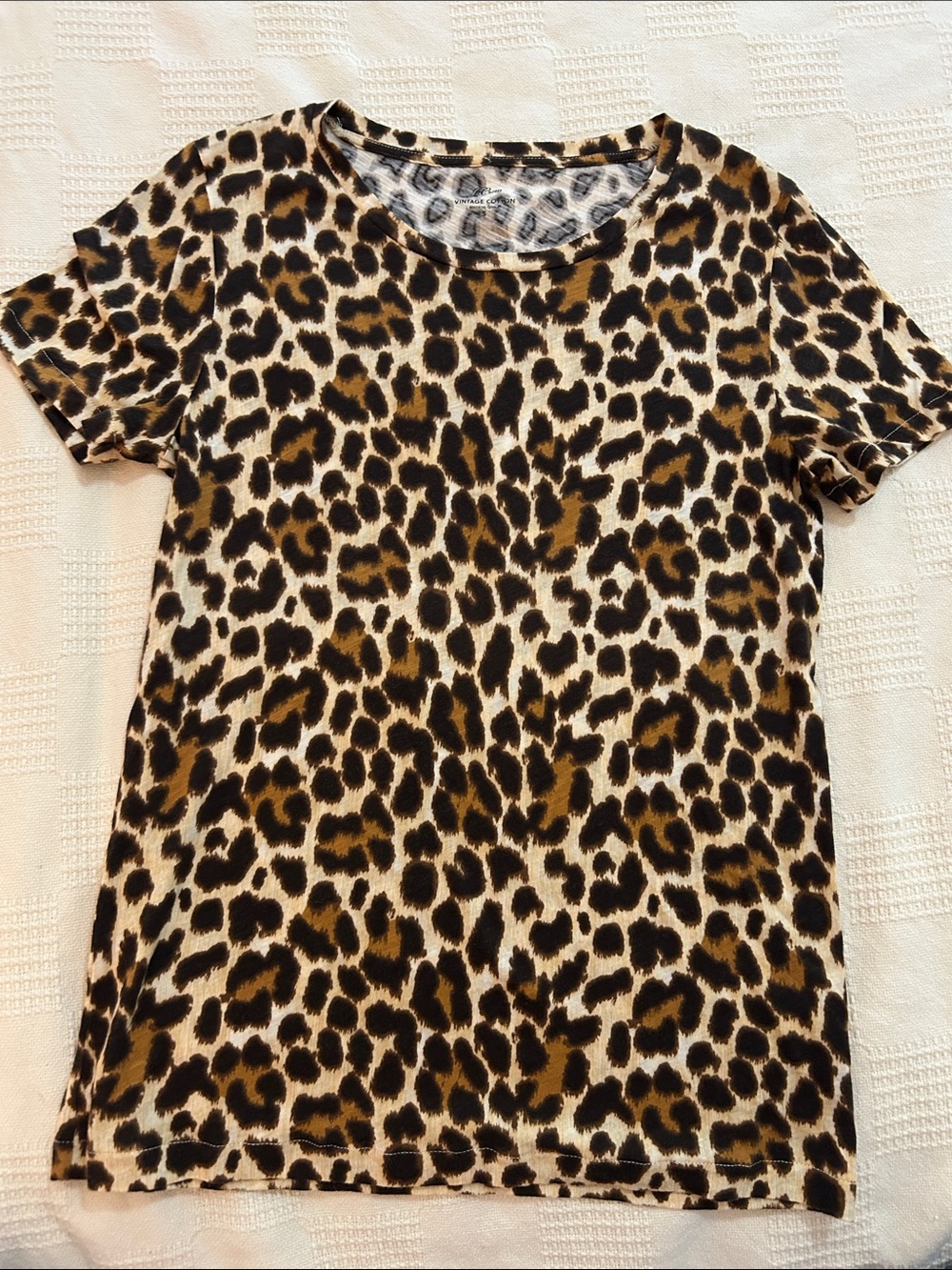 J. Crew Leopard Print Short Sleeve Tee in Brown and Black small